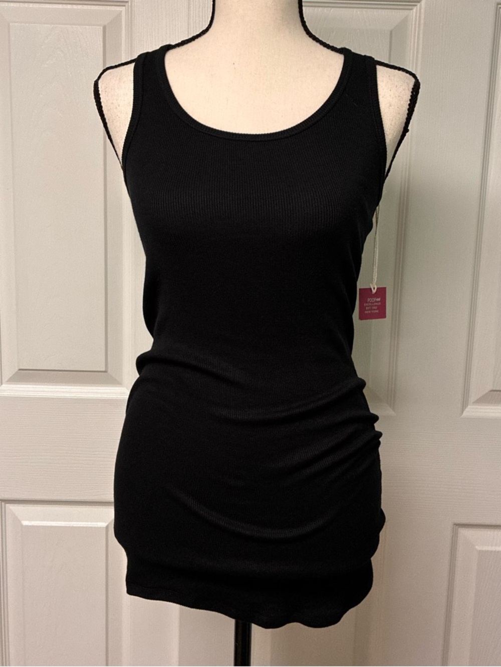 NWT Tank Top Racer Back, Stretch Rib, Size M, Black